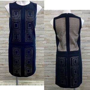 Tibi Black Geometric Cutout Sheath Dress